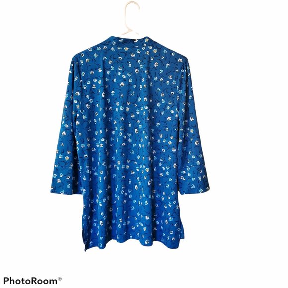 Worthington Blue Floral Dress Top - Picture 2 of 4